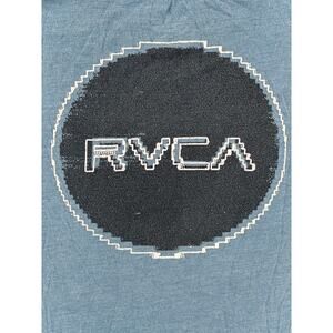 RVCA Mens Glitch Bit Slim Fit Short Sleeve Graphic T-Shirt - Slate Blue - Large